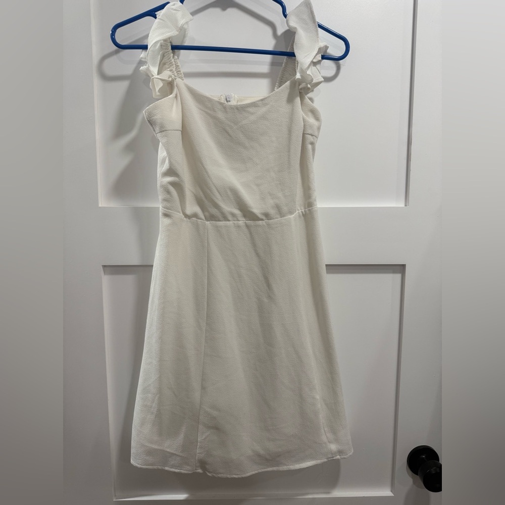 Elegant White Ruffle Mini Dress